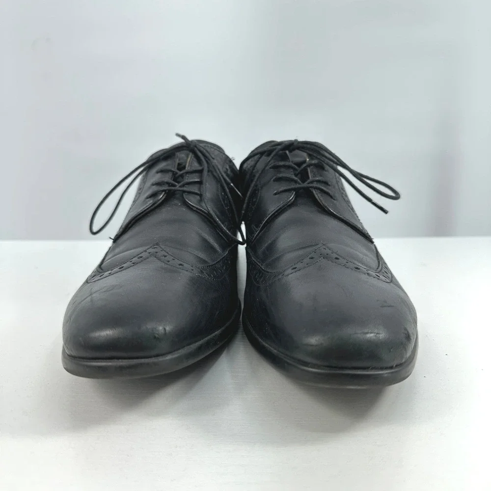Black leather wingtip oxford‎ mens shoes 10 Aldo business work old money classic